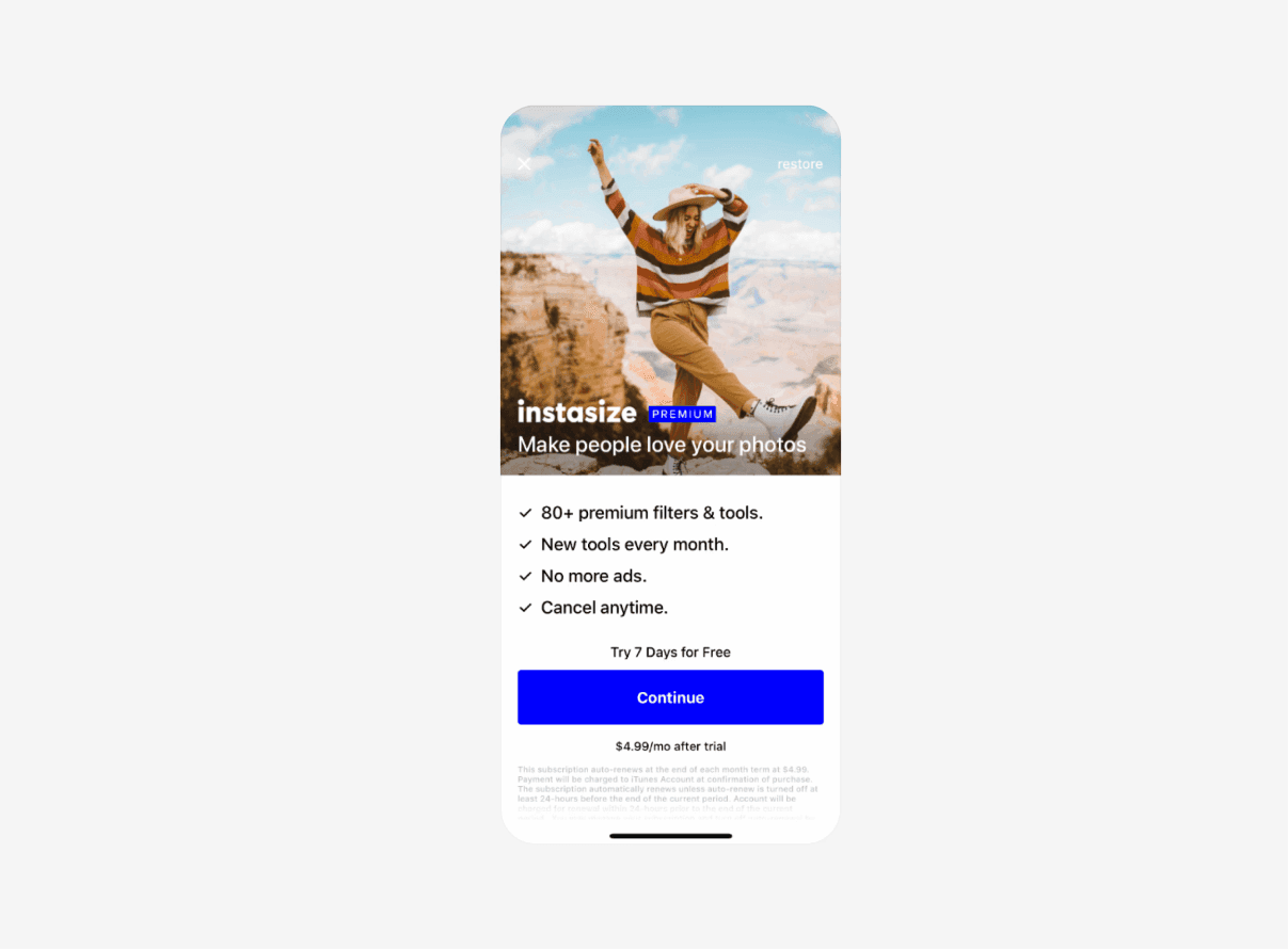Instasize's Paywall: Timing is Everything